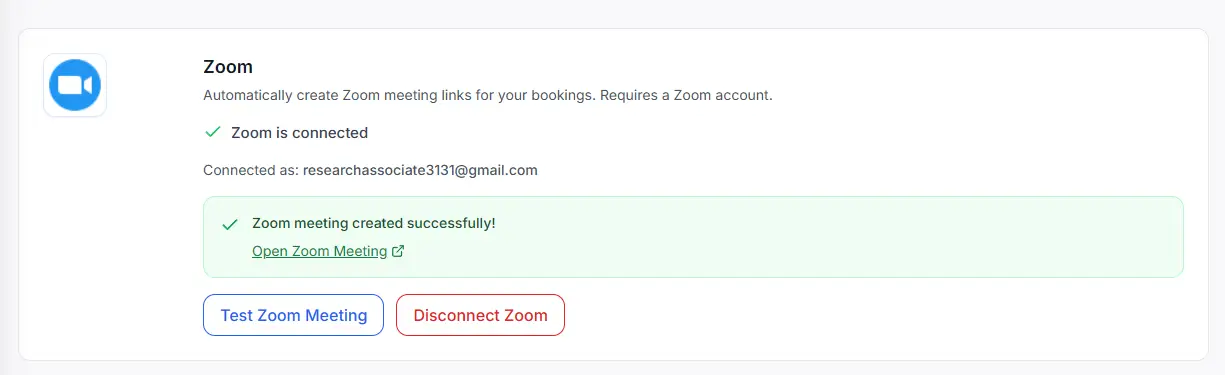 Authorize Zoom connection