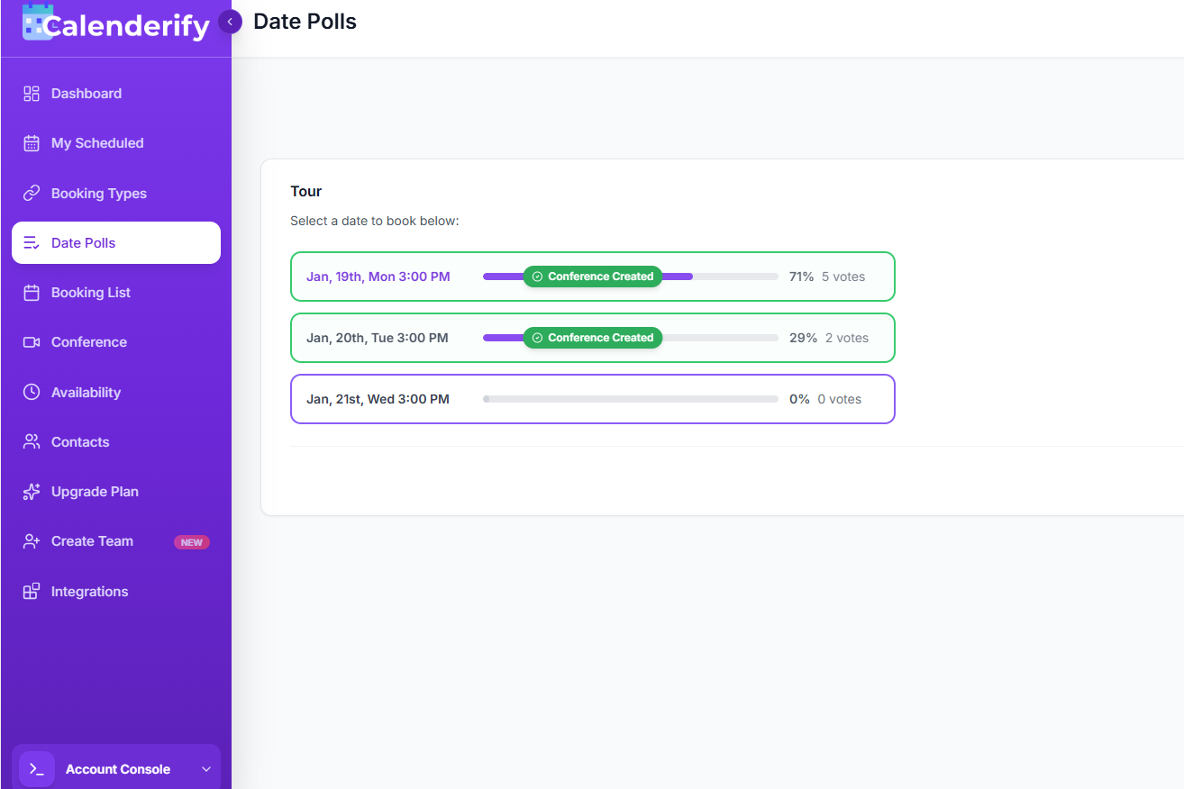 Calenderify Date Polls Interface