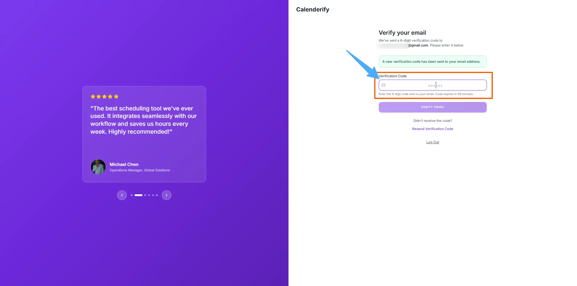 Verify account button