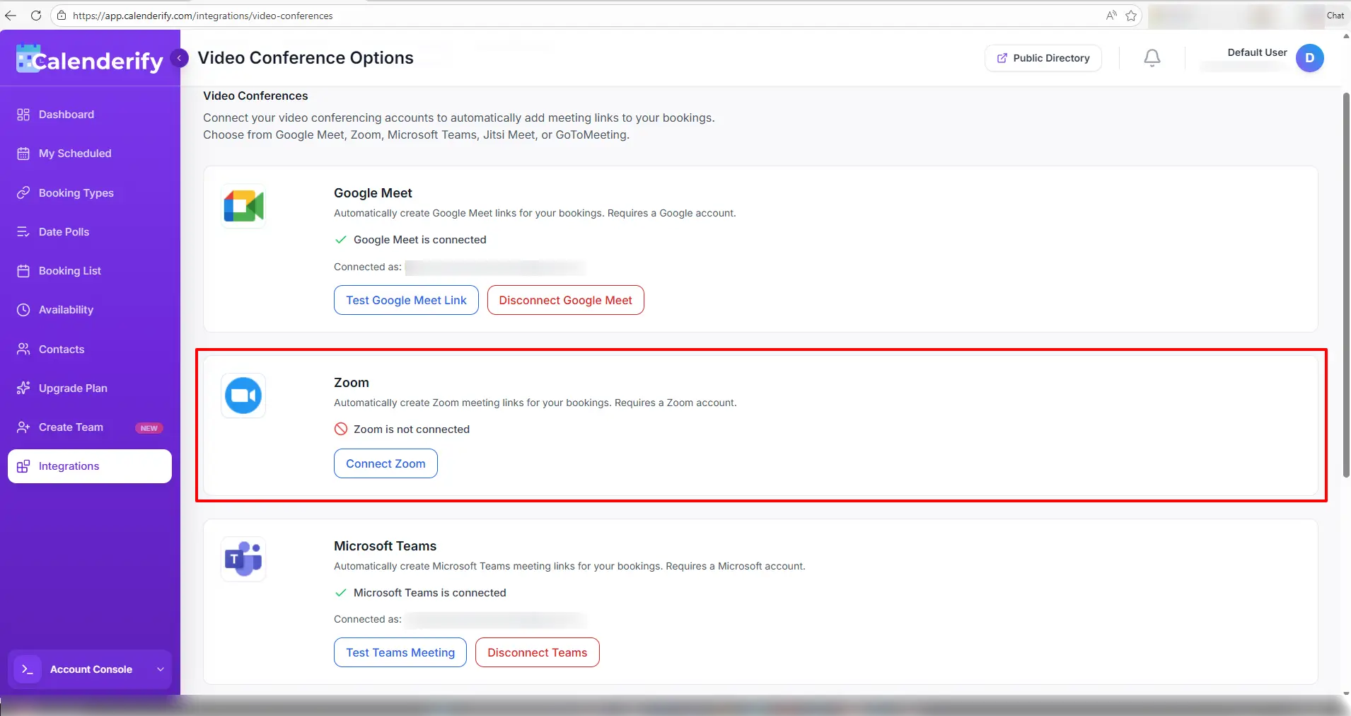 Open Zoom integration in Calenderify
