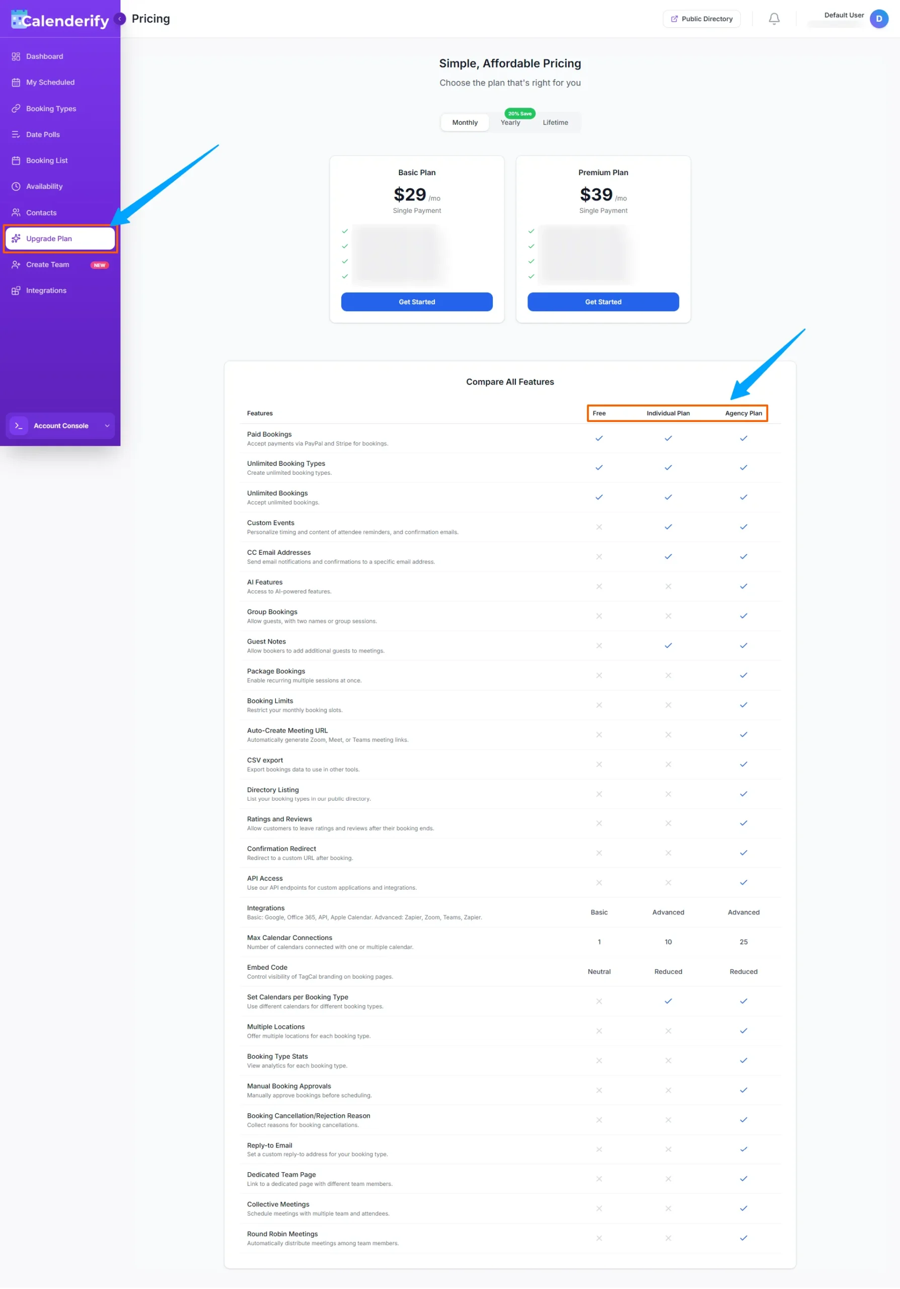 Compare pricing plans