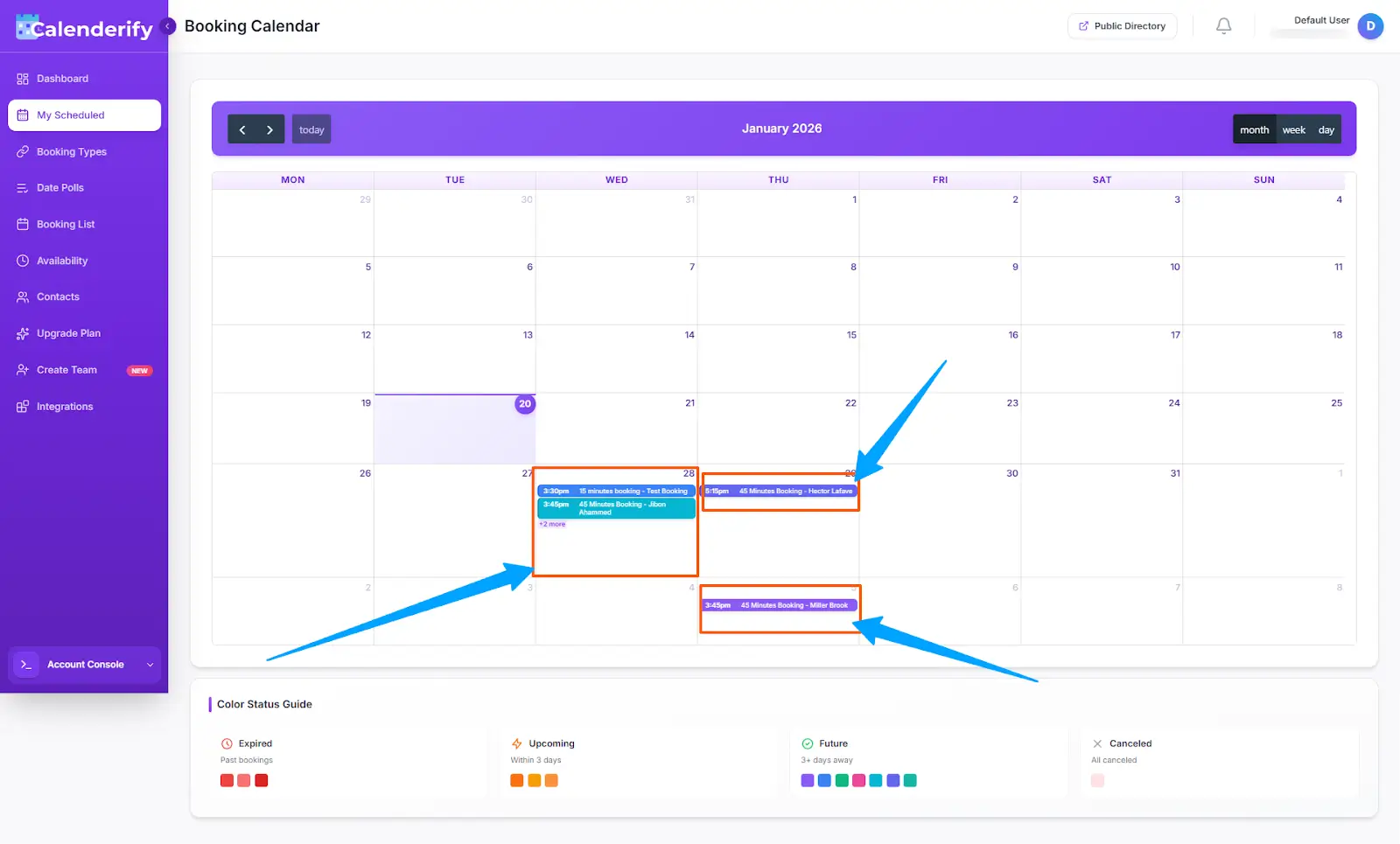Upcoming meetings list